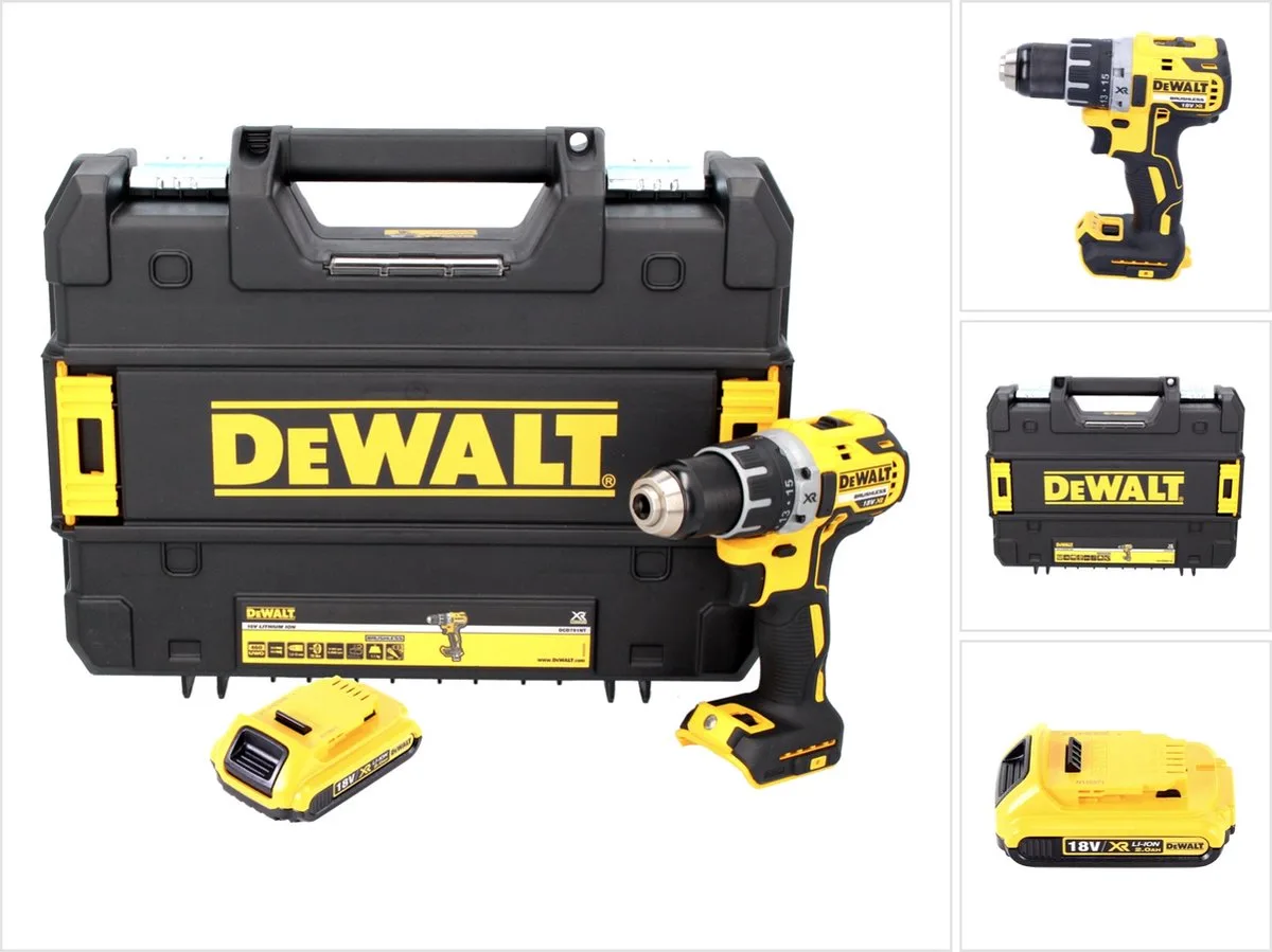 DCD 791 NT accuboormachine 18 V 70 Nm borstelloos + 1x accu 2.0 Ah + TSTAK - zonder lader by DEWALT – product image