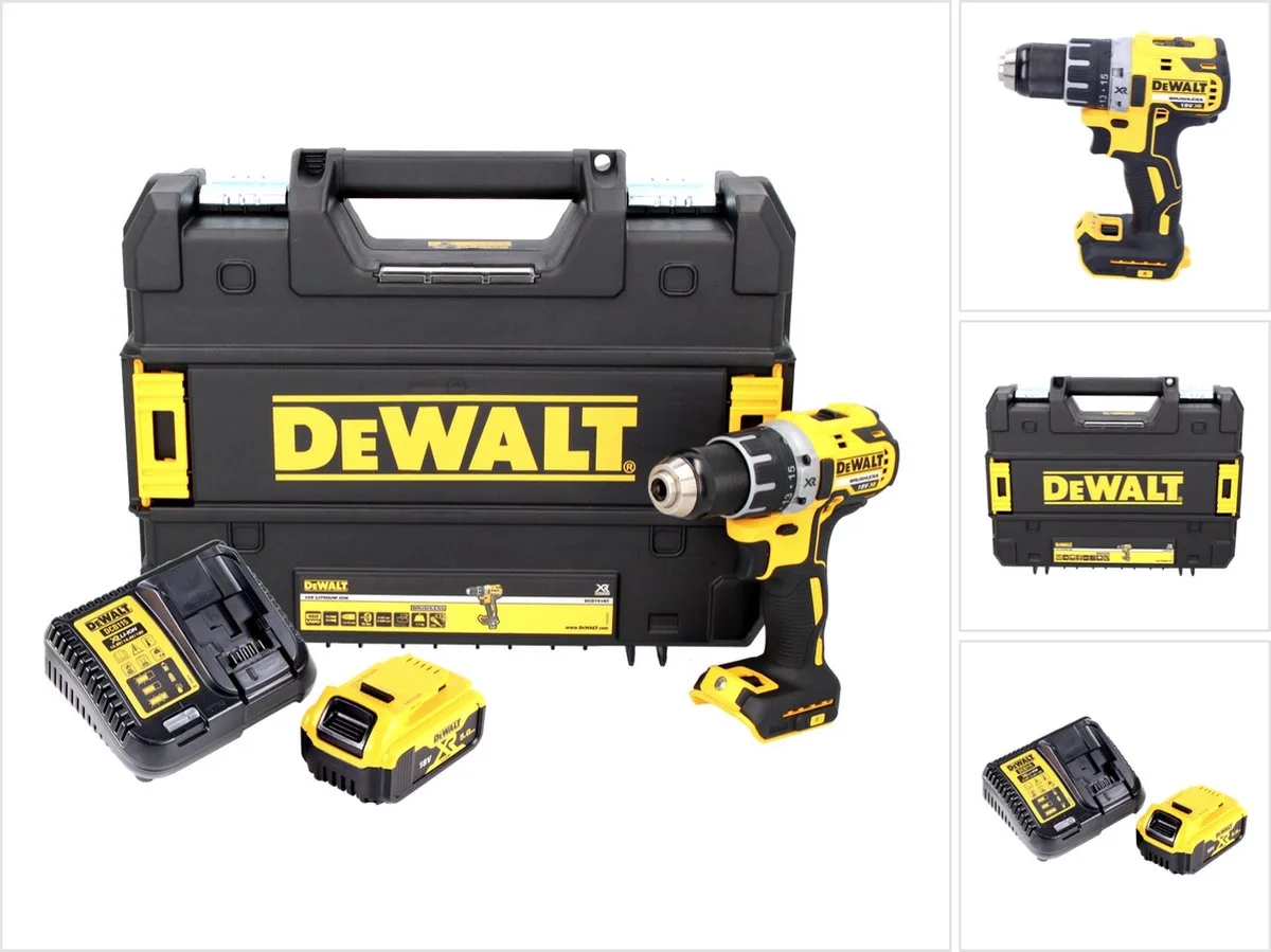 DCD 791 P1 accuboormachine 18 V 70 Nm borstelloos + 1x oplaadbare accu 5.0 Ah + lader + TSTAK von DEWALT – Produktbild