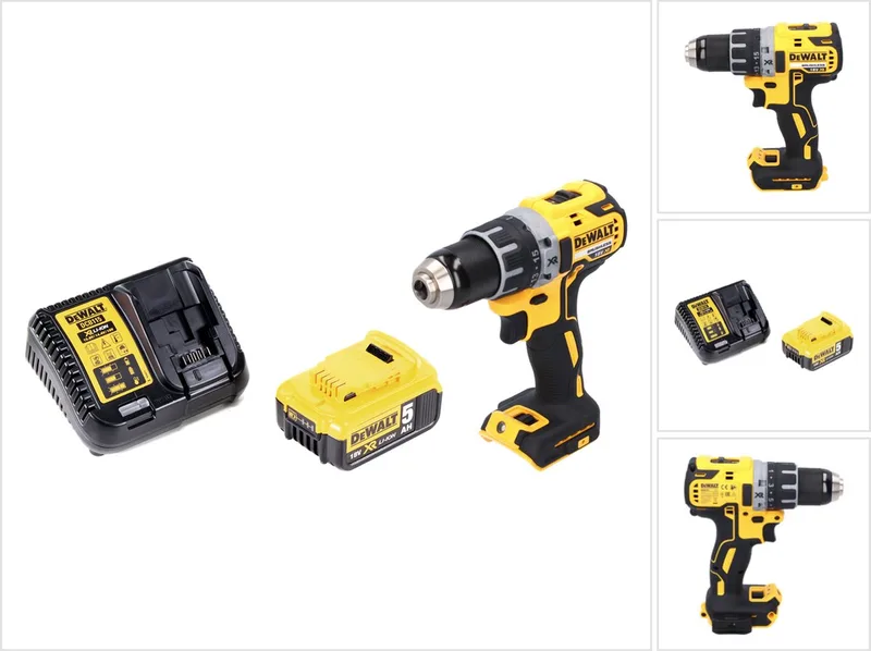 DCD 791 P1 accuschroefboormachine 18 V 70 Nm borstelloos + 1x oplaadbare accu 5.0 Ah + oplader by DEWALT – product image