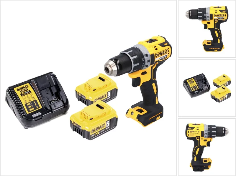 DCD 791 P2 accuschroefboormachine 18 V 70 Nm borstelloos + 2x accu 5.0 Ah + lader de DEWALT – image du produit