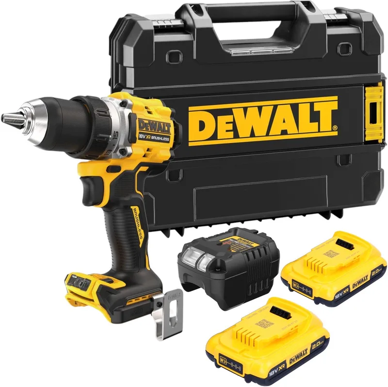 DCD 800 D2T accuboormachine 18 V 90 Nm borstelloos + 2x accu 2.0 Ah + lader + TSTAK von DEWALT – Produktbild