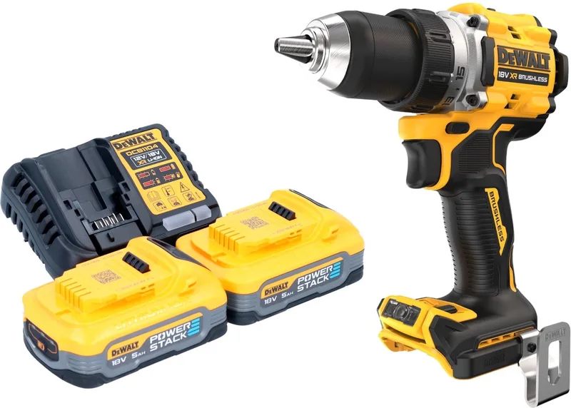 DCD 800 H2 accuboormachine 18 V 90 Nm borstelloos + 2x Powerstack accu 5.0 Ah + lader von DEWALT – Produktbild