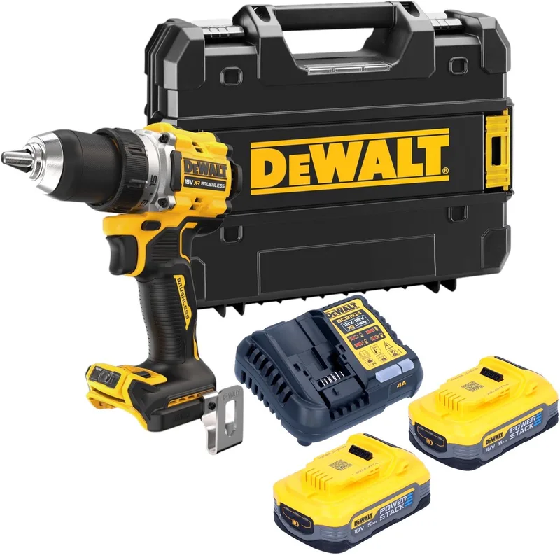 DCD 800 H2T accuboormachine 18 V 90 Nm borstelloos + 2x Powerstack accu 5.0 Ah + lader + TSTAK von DEWALT – Produktbild