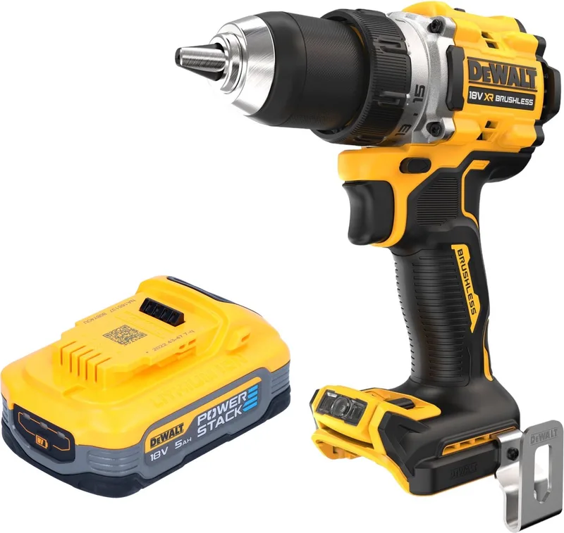 DCD 800 N accuboormachine 18 V 90 Nm borstelloos + 1x Powerstack accu 5.0 Ah - zonder oplader van DEWALT – productafbeelding