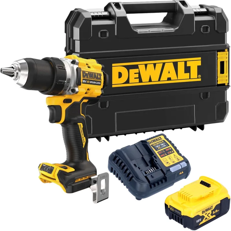 DCD 800 P1T accuboormachine 18 V 90 Nm borstelloos + 1x oplaadbare accu 5.0 Ah + lader + TSTAK de DEWALT – image du produit