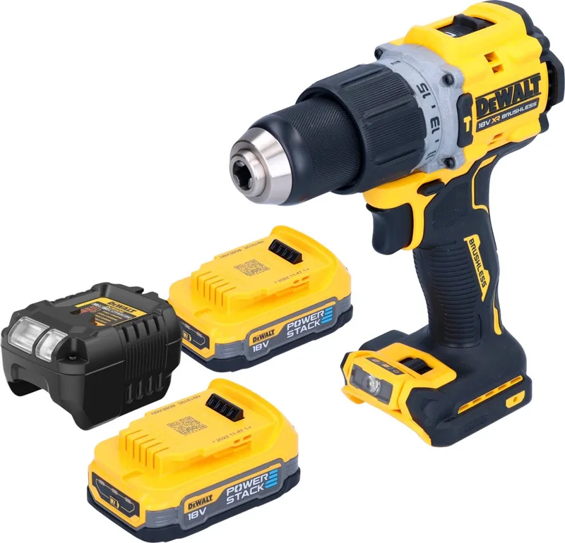 DCD 805 E2 accu-klopboormachine 18 V 90 Nm borstelloos + 2x Powerstack accu 1,7 Ah + oplader de DEWALT – image du produit