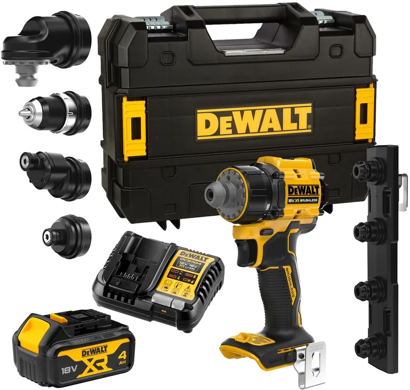 DCD803M1T Multi-head accu schroefboormachine + 4x hulpstukken 18V XR 1x 4.0Ah in TSTAK by DEWALT – product image