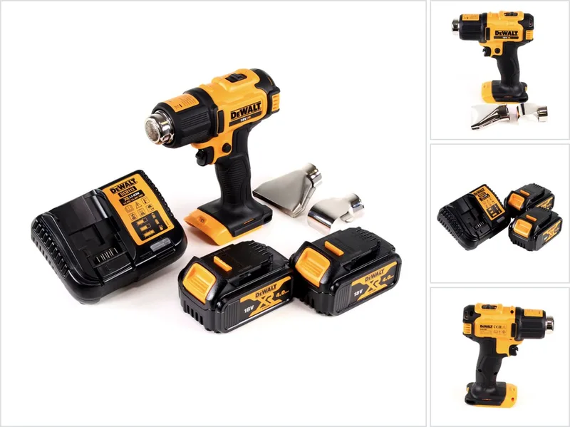DCE 530 M2 accu-heteluchtpistool 18V 530°C + 2x accu 4,0Ah + 1x oplader + vlak- en reflectormondstuk de DEWALT – image du produit