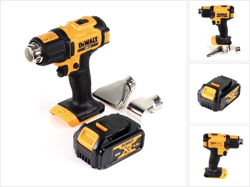 DCE 530 N accu-heteluchtpistool 18 V 530 °C + 1x accu 4,0 Ah + vlak- en reflectormondstuk - zonder oplader von DEWALT – Produktbild