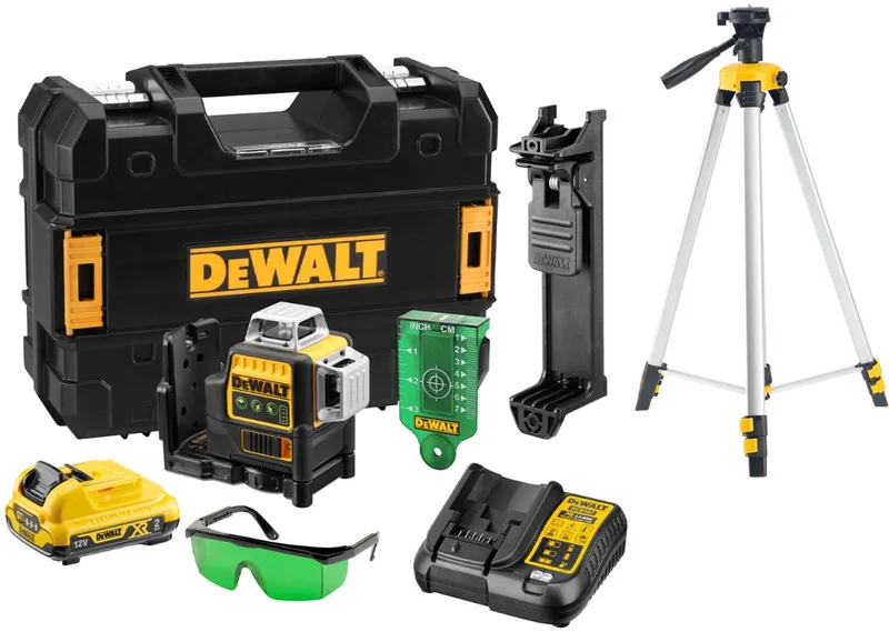 DCE089D1GTRI 10.8V Li-Ion accu Kruislijnlaser in koffer (1x 2,0Ah accu) + statief - 30m van DEWALT – productafbeelding