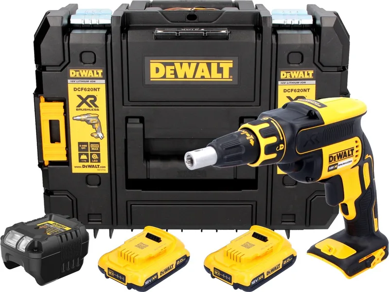 DCF 620 D2T accu-schroevendraaier voor gipsplaten 18 V 30 Nm borstelloos + 2x accu 2,0 Ah + oplader + TSTAK von DEWALT – Produktbild