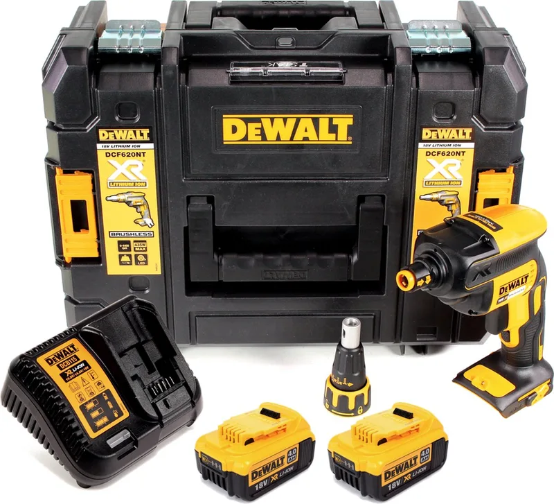 DCF 620 M2 accu-droogbouwschroevendraaier 18 V 30 Nm borstelloos + 2x accu 4.0 Ah + lader + TSTAK van DEWALT – productafbeelding