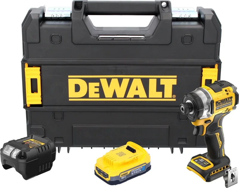 DCF 860 E1T accu-slagmoersleutel 18 V 282 Nm 1/4" borstelloos + 1x Powerstack-accu 1,7 Ah + oplader + TSTAK de DEWALT – image du produit