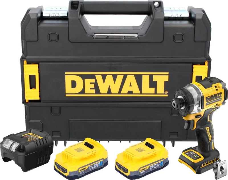 DCF 860 E2T accu-slagmoersleutel 18 V 282 Nm 1/4" borstelloos + 2x Powerstack accu 1,7 Ah + oplader + TSTAK de DEWALT – image du produit