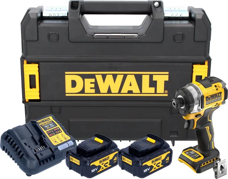 DCF 860 M2T accu-slagmoersleutel 18 V 282 Nm 1/4" borstelloos + 2x accu 4,0 Ah + oplader + TSTAK von DEWALT – Produktbild