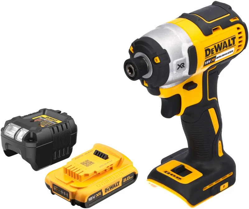 DCF 887 D1 accu-slagmoersleutel 18 V 205 Nm 1/4" borstelloos + 1x accu 2,0 Ah + oplader fra DEWALT – produktbillede