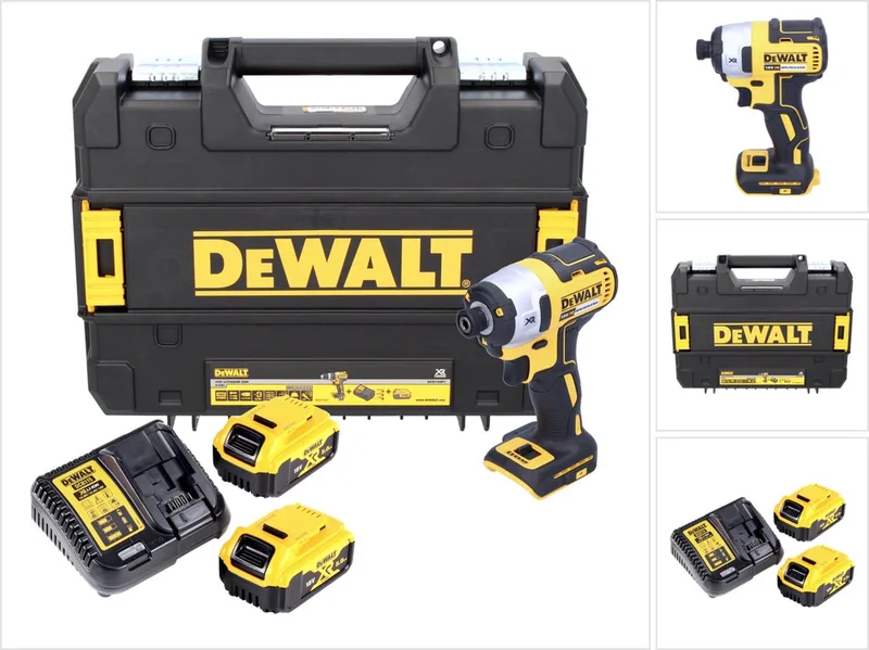 DCF 887 P2T accu-slagmoersleutel 18 V 205 Nm 1/4" borstelloos + 2x accu 5,0 Ah + oplader + TSTAK fra DEWALT – produktbillede