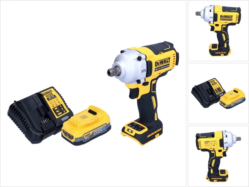 DCF 892 E1 accu slagmoersleutel 18 V 812 Nm 1/2" borstelloos + 1x Powerstack accu 1,7 Ah + lader de DEWALT – image du produit