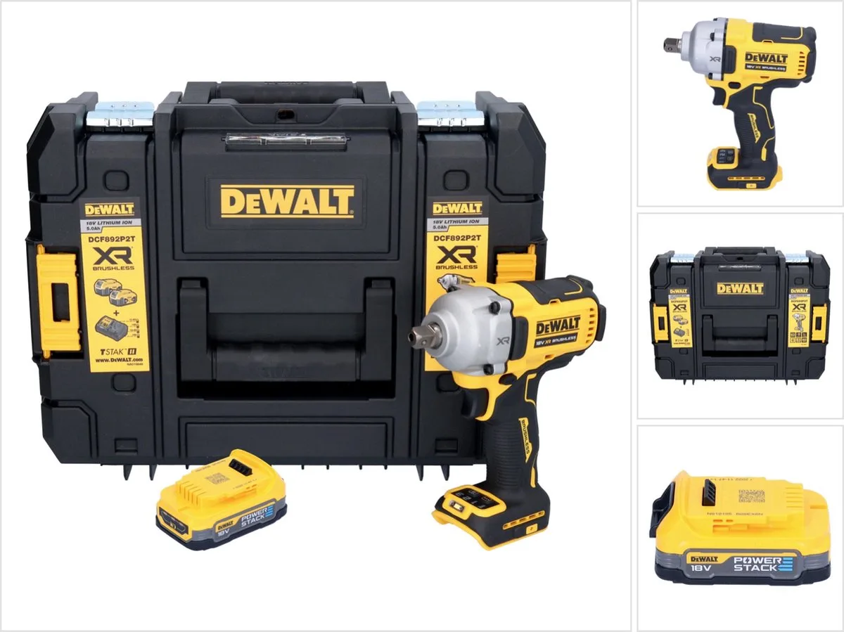 DCF 892 NT accu-slagmoersleutel 18 V 813 Nm 1/2" borstelloos + 1x accu 1,7 Ah + TSTAK - zonder oplader de DEWALT – image du produit
