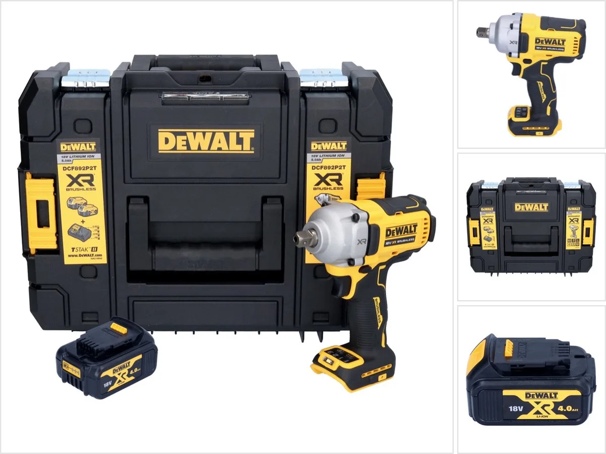 DCF 892 NT accuslagmoersleutel 18 V 813 Nm 1/2" borstelloos + 1x oplaadbare accu 4.0 Ah + TSTAK - zonder oplader de DEWALT – image du produit