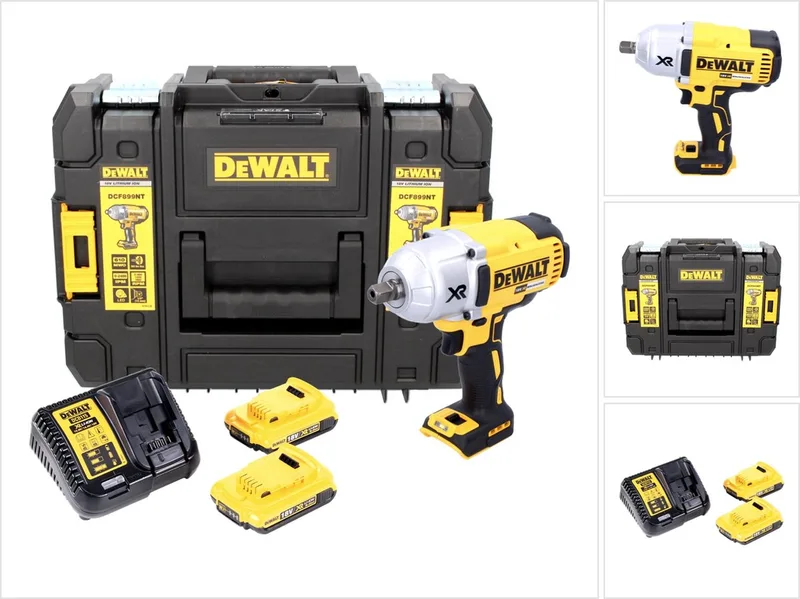 DCF 899 D2 accu-slagmoersleutel 18 V 950 Nm 1/2" borstelloos + 2x oplaadbare accu 2.0 Ah + lader + TSTAK von DEWALT – Produktbild