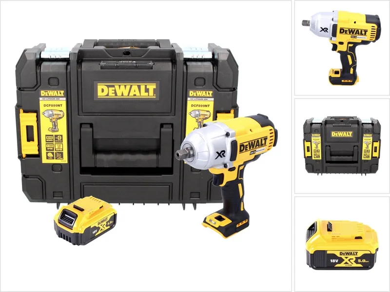 DCF 899 NT accu-slagmoersleutel 18 V 950 Nm 1/2" borstelloos + 1x oplaadbare accu 5.0 Ah + TSTAK - zonder oplader von DEWALT – Produktbild