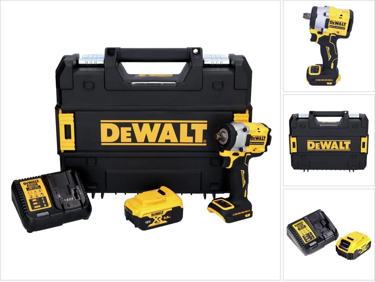 DCF 921 P1T accu-slagmoersleutel 18 V 400 Nm 1/2" borstelloos + 1x accu 5,0 Ah + oplader + TSTAK de DEWALT – image du produit