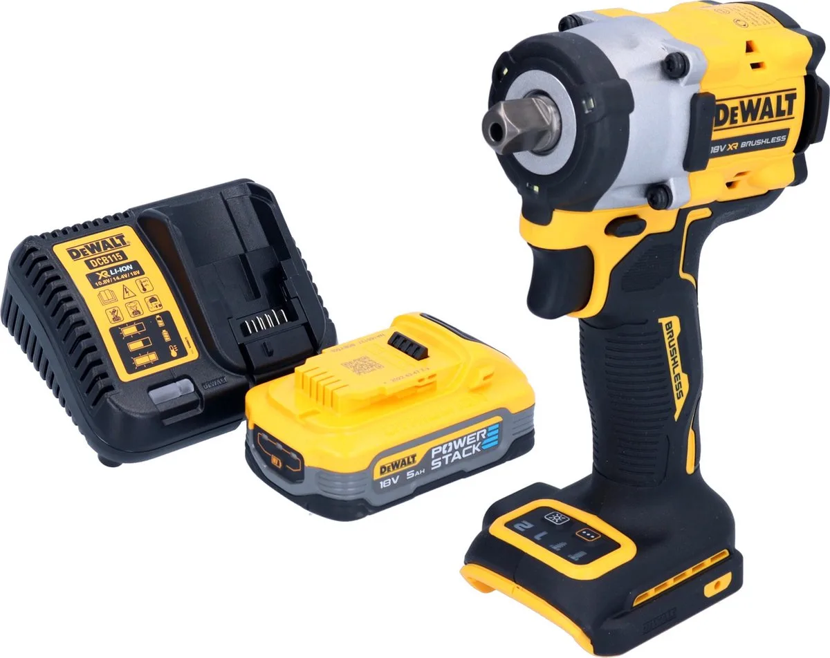DCF 922 H1 accu slagmoersleutel 18 V 406 Nm 1/2" borstelloos + 1x Powerstack accu 5.0 Ah + lader de DEWALT – image du produit