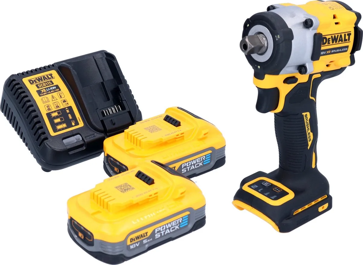 DCF 922 H2 accu-slagmoersleutel 18 V 406 Nm 1/2" borstelloos + 2x Powerstack accu 5.0 Ah + lader de DEWALT – image du produit