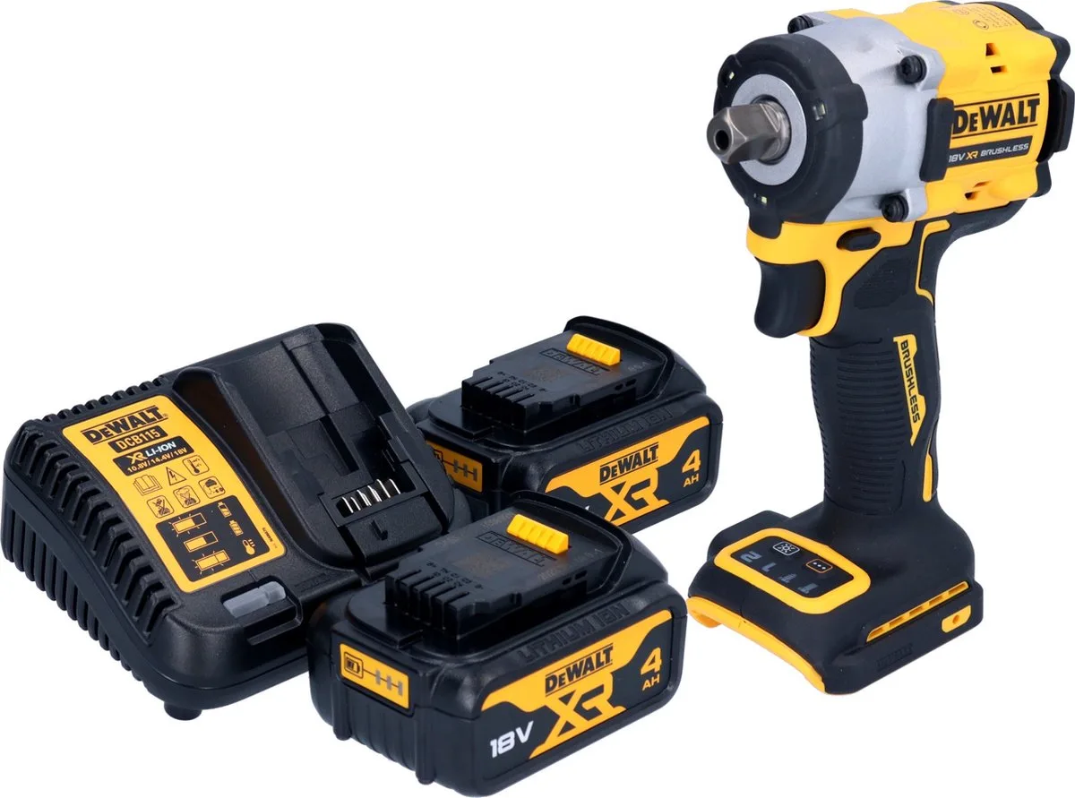 DCF 922 M2 accu-slagmoersleutel 18 V 406 Nm 1/2" borstelloos + 2x oplaadbare accu 4.0 Ah + lader van DEWALT – productafbeelding