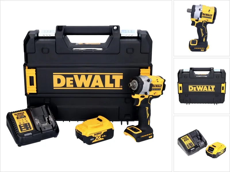DCF 922 P1T accu-slagmoersleutel 18 V 400 Nm 1/2" borstelloos + 1x accu 5,0 Ah + oplader + TSTAK fra DEWALT – produktbillede