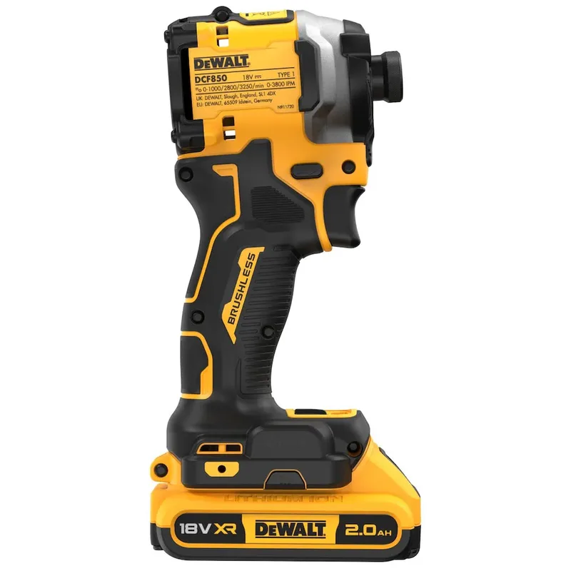 DCF850E1T Compacte accu slagschroevendraaier 205Nm 18V XR 1.7Ah POWERSTACK in TSTAK van DEWALT, Geel – productafbeelding 2 van 4