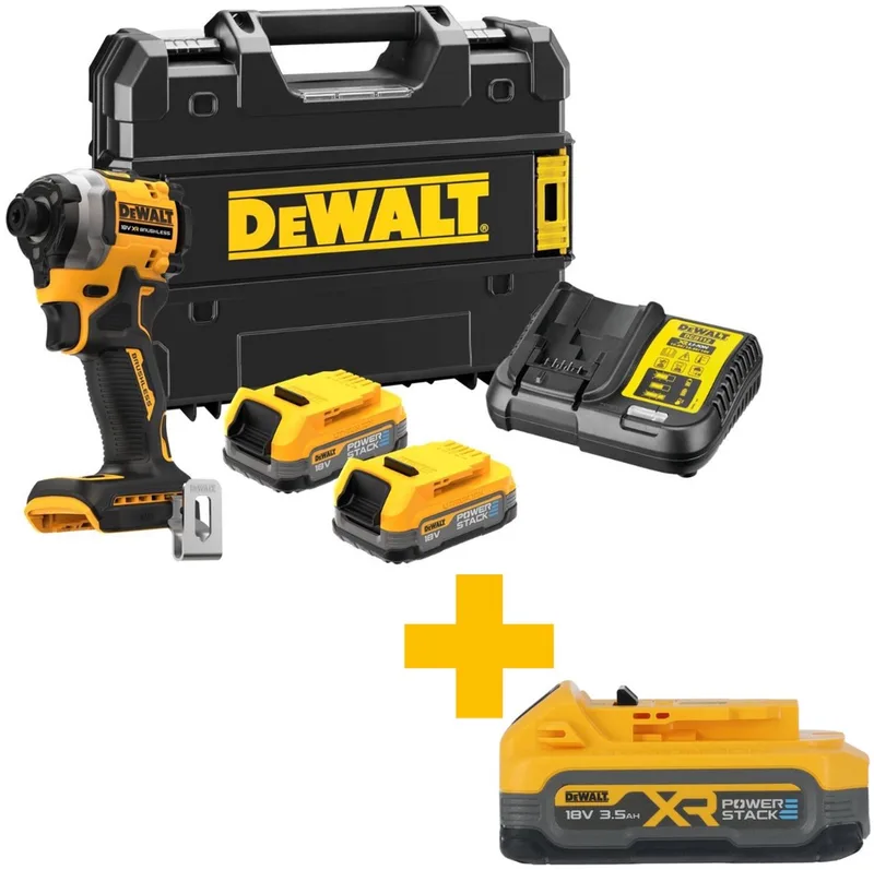DCF850E2T Compacte accu slagschroevendraaier 205Nm 18V XR 1.7Ah POWERSTACK in TSTAK van DEWALT, Geel – productafbeelding