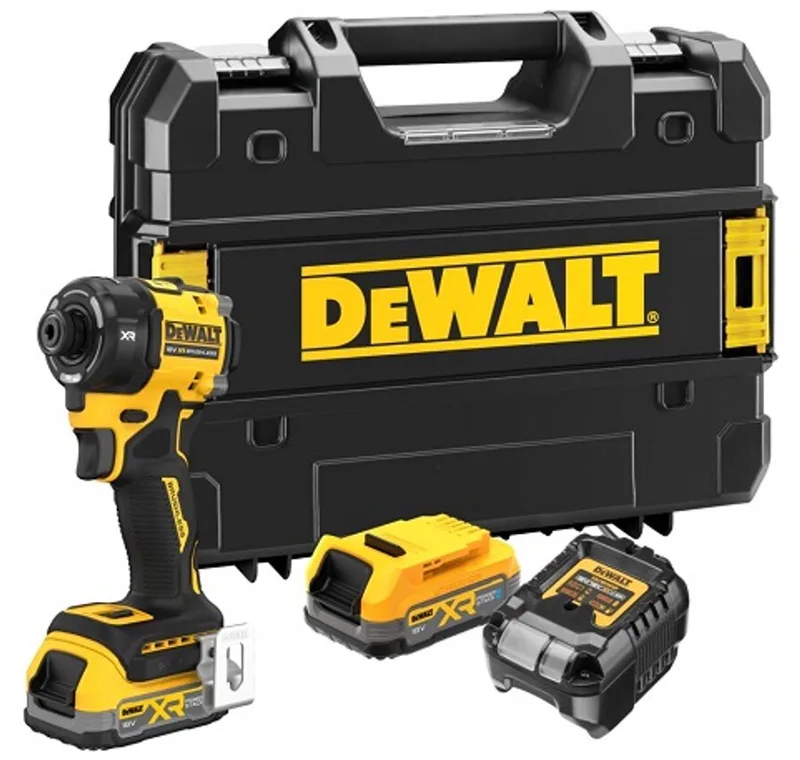 DCF870E2T Accu hydraulische slagschroevendraaier 56Nm 18V XR 1.7Ah POWERSTACK in TSTAK van DEWALT, Zwart – productafbeelding