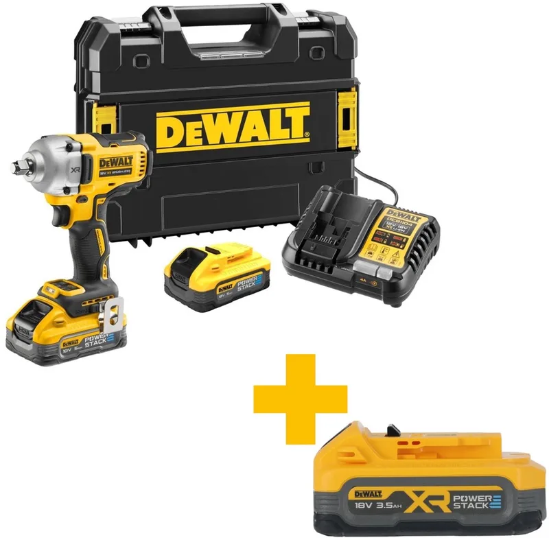 DCF891H2T Accu slagmoersleutel 812Nm 1/2 frictiering 18V XR POWERSTACK 5.0Ah in TSTAK von DEWALT – Produktbild