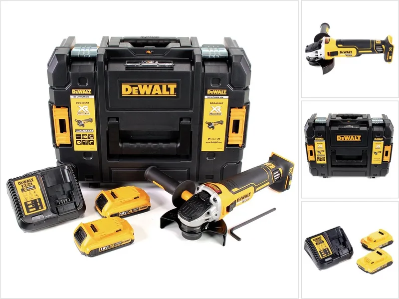 DCG 405 D2 accu haakse slijper 18V 125 mm borstelloos + 2x accu 2,0 Ah + oplader + TSTAK von DEWALT – Produktbild