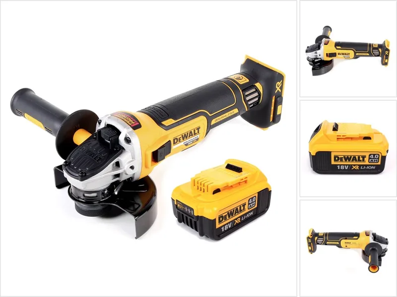 DCG 405 N accu haakse slijper 18V 125mm borstelloos + 1x accu 4.0Ah - zonder lader van DEWALT – productafbeelding