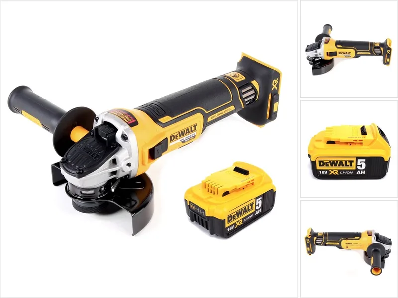 DCG 405 N accu haakse slijper 18V 125mm borstelloos + 1x accu 5.0Ah - zonder lader by DEWALT – product image