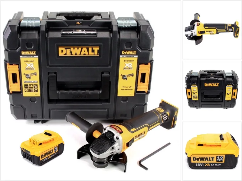 DCG 405 NT accu haakse slijper 18V 125 mm borstelloos + 1x accu 4,0 Ah + TSTAK - zonder oplader by DEWALT – product image