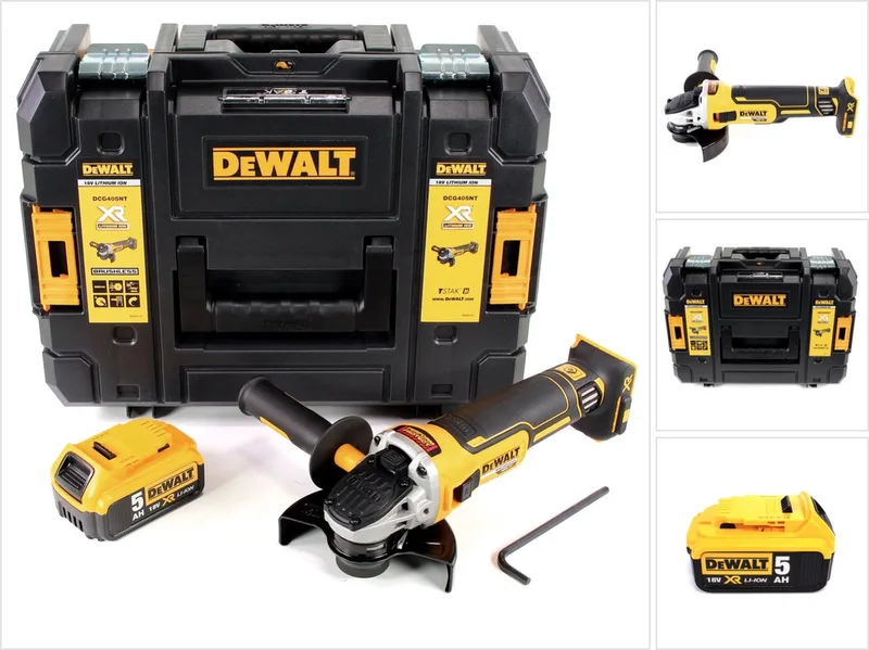 DCG 405 NT accu haakse slijper 18V 125 mm borstelloos + 1x accu 5,0 Ah + TSTAK - zonder oplader de DEWALT – image du produit