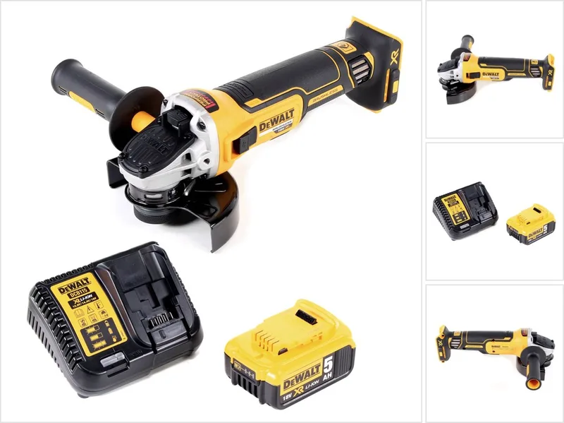 DCG 405 P1 accu haakse slijper 18V 125mm borstelloos + 1x oplaadbare accu 5.0Ah + lader de DEWALT – image du produit