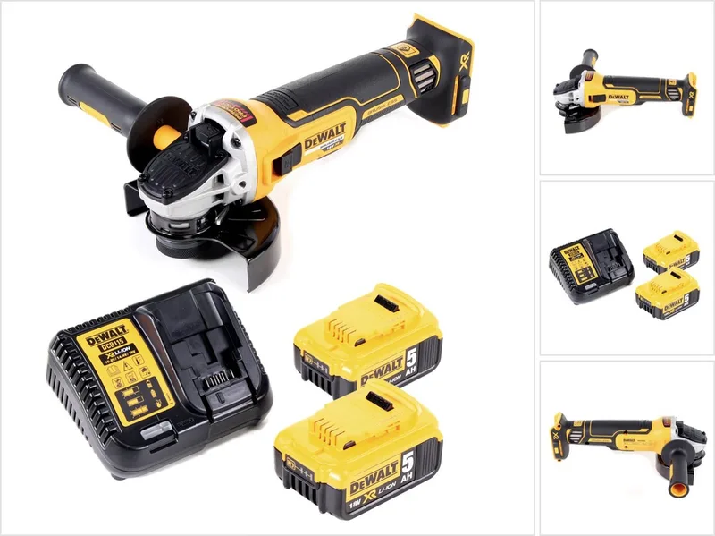 DCG 405 P2 accu haakse slijper 18V 125mm borstelloos + 2x accu 5.0Ah + lader von DEWALT – Produktbild