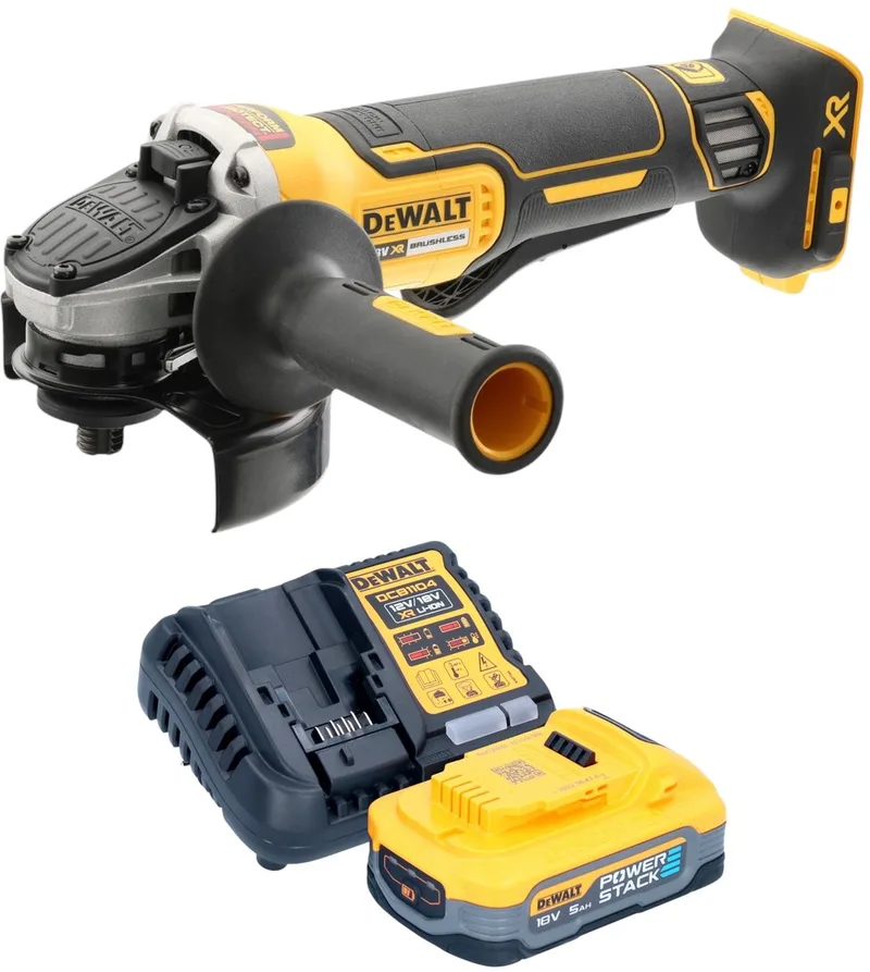 DCG 406 H1 accu haakse slijper 18 V 125 mm borstelloos + 1x Powerstack accu 5,0 Ah + oplader by DEWALT – product image