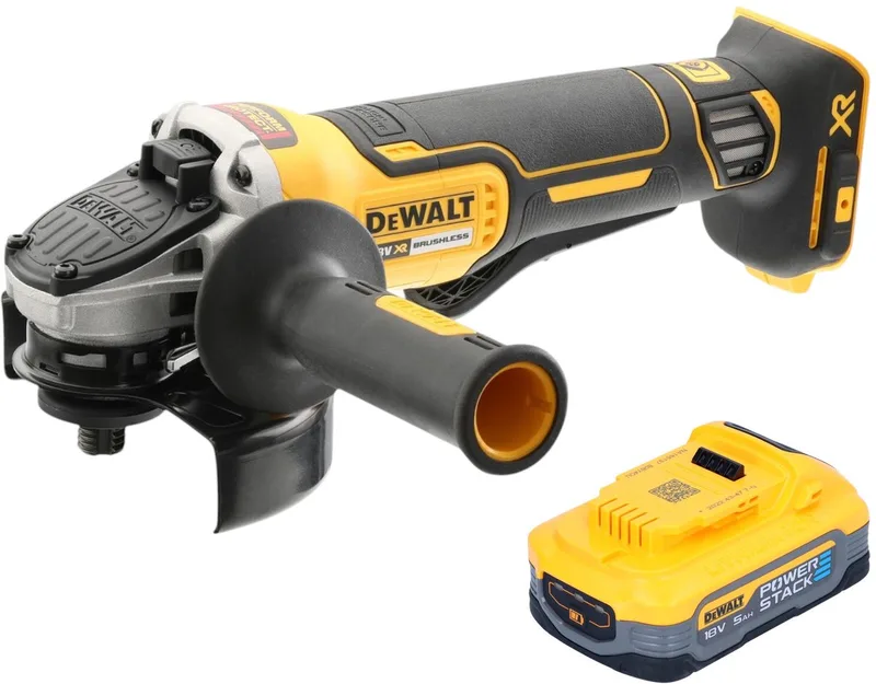 DCG 406 N accu haakse slijper 18 V 125 mm borstelloos + 1x Powerstack accu 5,0 Ah - zonder oplader by DEWALT – product image