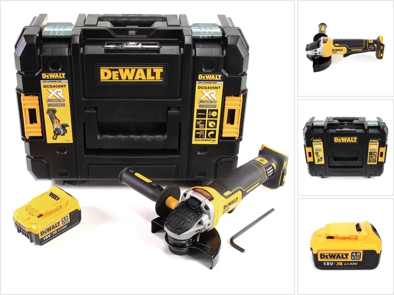 DCG 406 NT accu haakse slijper 18V 125mm borstelloos + 1x accu 4.0Ah + TSTAK - zonder lader by DEWALT – product image