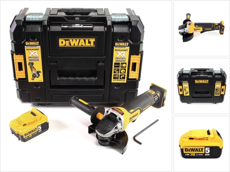 DCG 406 NT accu haakse slijper 18V 125mm borstelloos + 1x oplaadbare accu 5.0Ah + TSTAK - zonder lader fra DEWALT – produktbillede