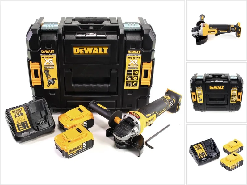 DCG 406 P2 accu haakse slijper 18V 125mm borstelloos + 2x accu 5.0Ah + lader + TSTAK de DEWALT – image du produit