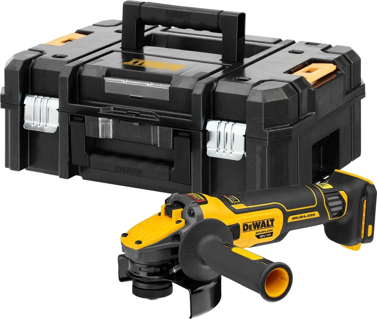 DCG409NT Accu haakse slijper 125mm 18V XR FlexVolt Advantage Basic Body in TSTAK van DEWALT – productafbeelding