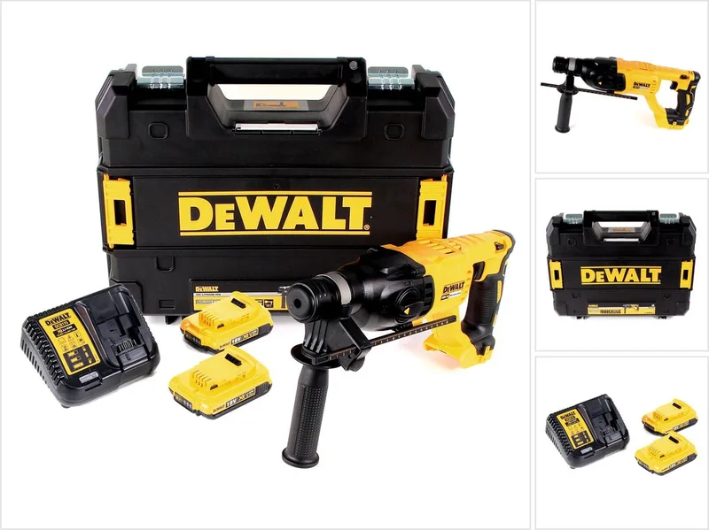 DCH 133 D2 accu combihamer 18V 2.6J SDS plus borstelloos + 2x accu 2.0Ah + lader + TSTAK de DEWALT – image du produit