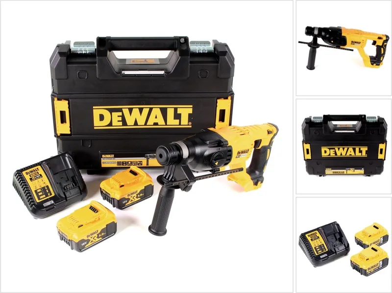 DCH 133 P2 Snoerloze combihamer 18V 2.6J SDS plus Brushless + 2x accu 5.0Ah + lader + TSTAK fra DEWALT – produktbillede